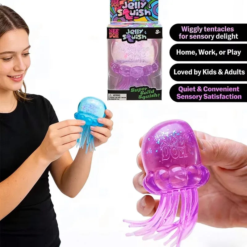 New Squishies Nee Doh Jellyfish Squish Toy Fidget Toy, Water Sensory Soft Jelly Squeeze Stress Relief Fidget Toy
