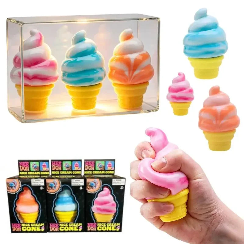 Schylling Nee Doh Ice Cream Sensory Fidget Toy Stress Relief Anxiety Focus for Adults and Kids