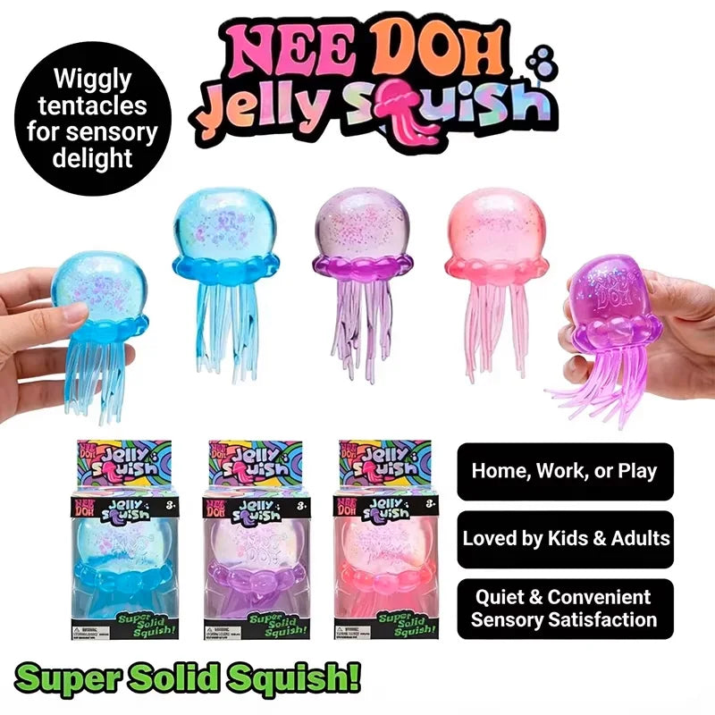 New Squishies Nee Doh Jellyfish Squish Toy Fidget Toy, Water Sensory Soft Jelly Squeeze Stress Relief Fidget Toy