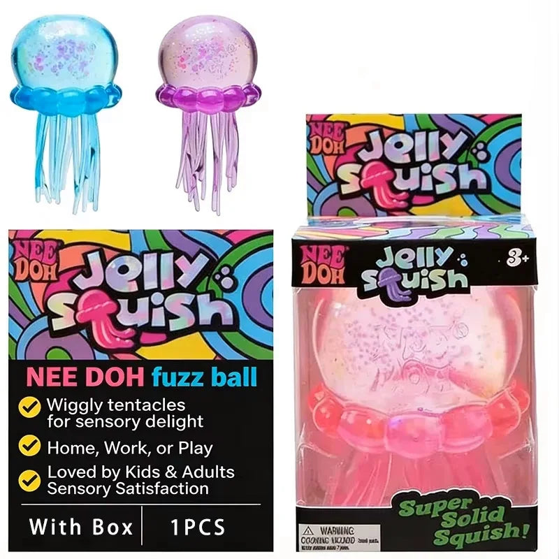 New Squishies Nee Doh Jellyfish Squish Toy Fidget Toy, Water Sensory Soft Jelly Squeeze Stress Relief Fidget Toy