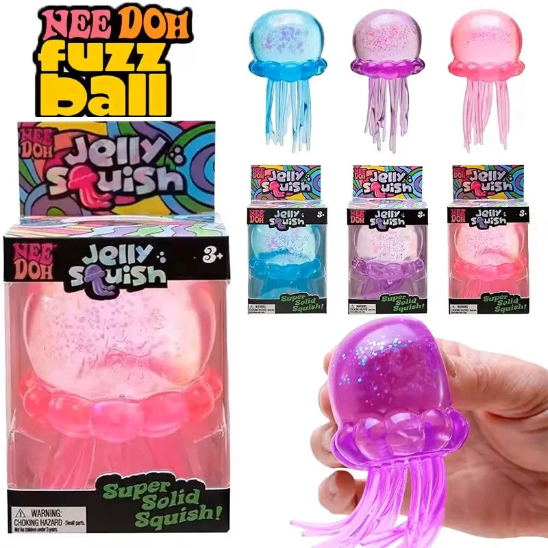 New Squishies Nee Doh Jellyfish Squish Toy Fidget Toy, Water Sensory Soft Jelly Squeeze Stress Relief Fidget Toy