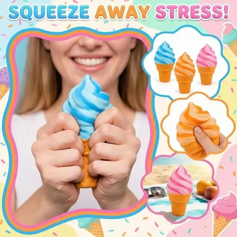 Schylling Nee Doh Ice Cream Sensory Fidget Toy Stress Relief Anxiety Focus for Adults and Kids